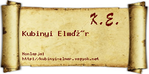 Kubinyi Elmár névjegykártya